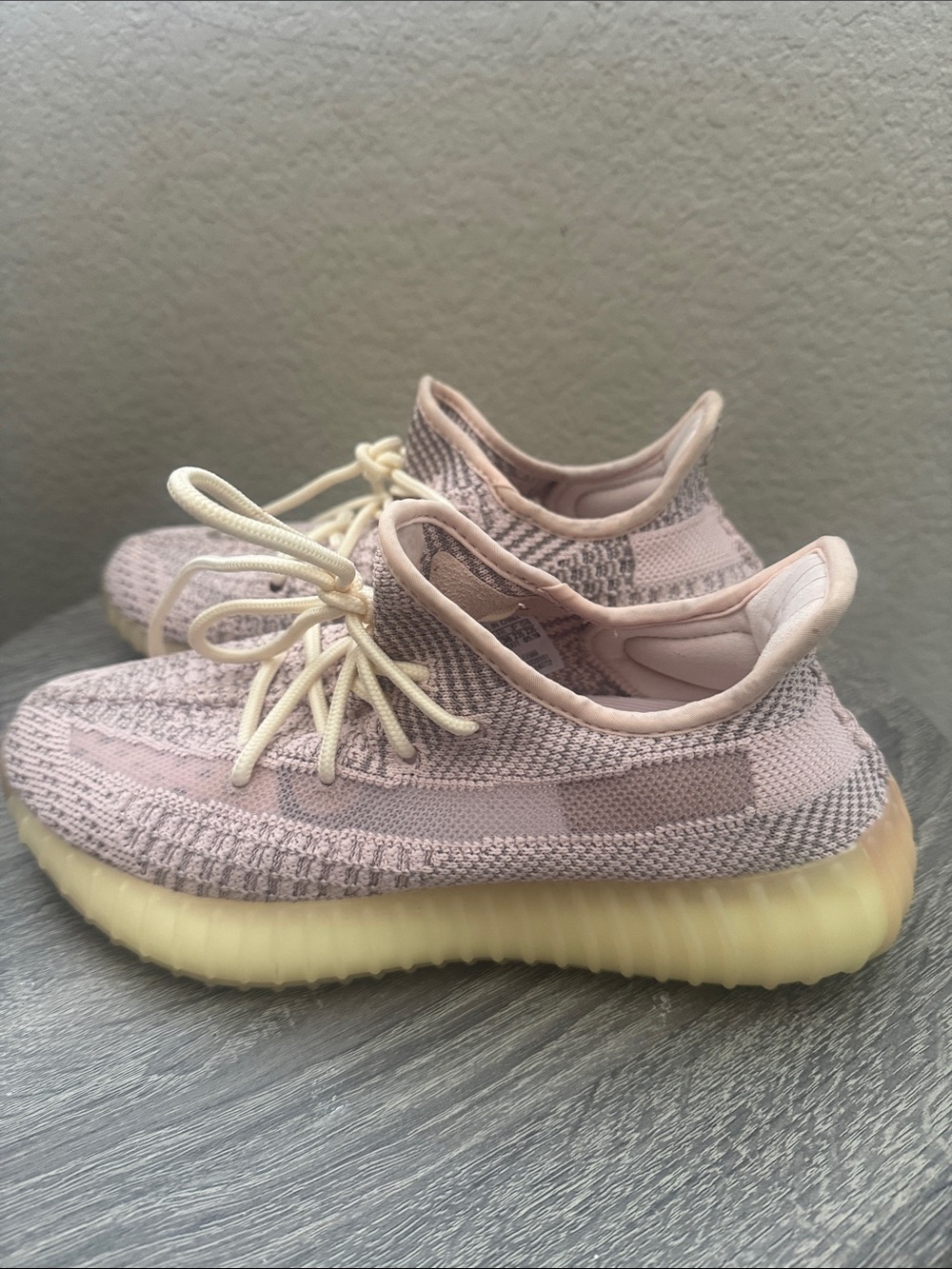 adidas Yeezy 350 boost Women’s Knit Slip-On Sneakers in Cream and Beige